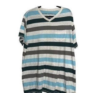 Mossimo Supply Co XXL Mens Striped Short Sleeve V-Neck T-Shirt